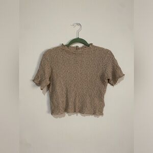 Stylenanda Nude Mock Neck T Shirt